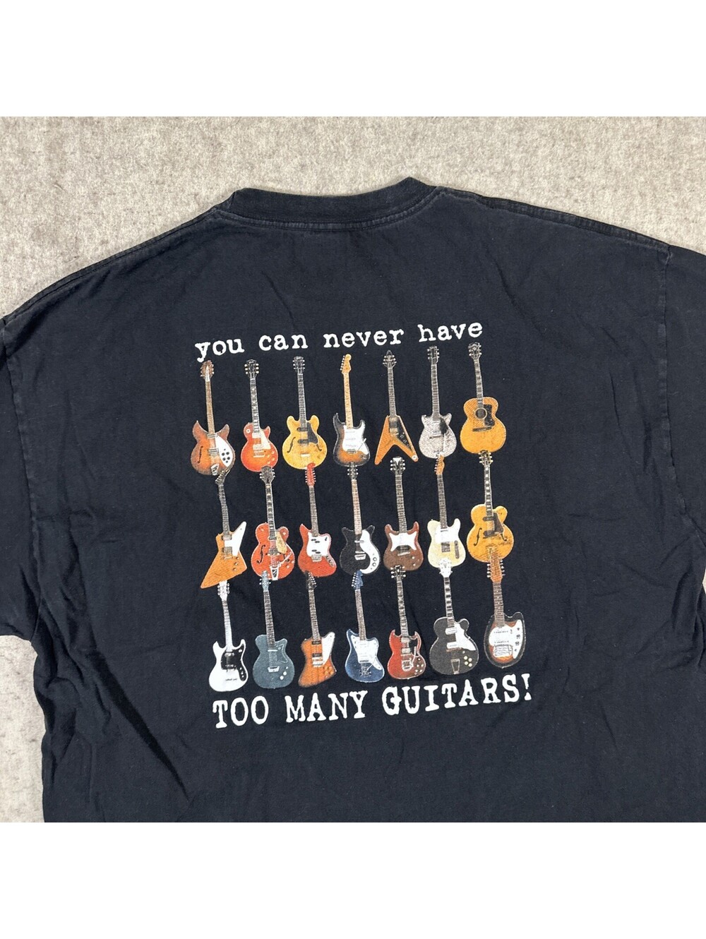 Vintage 90’s Playing guitar black T-shirt XXL? men Big Johnson